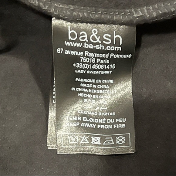 ba&sh Cheek Noir Rhinestone Crewneck Sweatshirt, Black, Size M - Picture 12 of 16